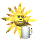 The Sun enjoys a cup of coffee.