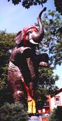 Circus Elephant standing stately above downtown Delavan, Wisconsin.