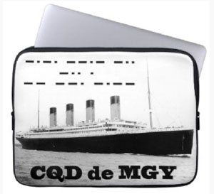 CDQ de MGY Titanic Distress Call Laptop Sleeve. Get one for yourself now.