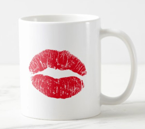 Red Kissing Lips Coffee Mug for Valentines Day